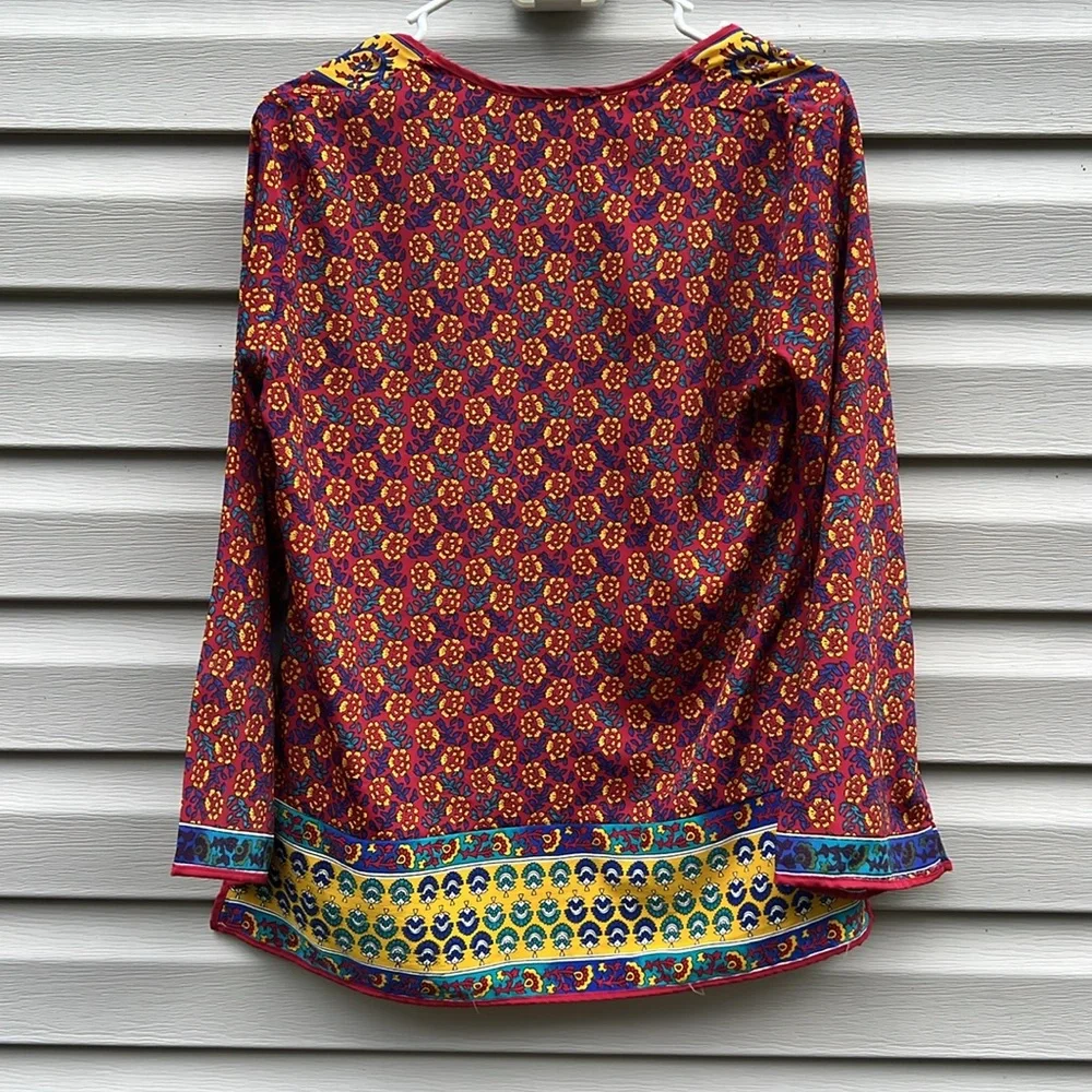Feathers by Tolani | Long Sleeve Boho Colorful Blouse size XS